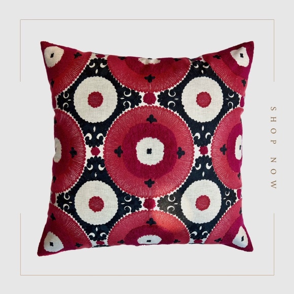 Suzani Pillow Cover Designer Fabric 22 x 22 Inches - Picture 6 of 6